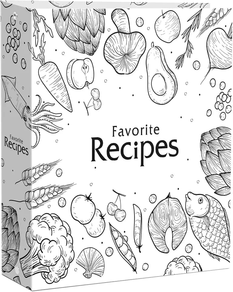 CraftSaints Recipe Binder 8.5x11, 3 Ring DIY Cookbook Kit 12 Dividers & 25 Plastic Sleeves & 25 Recipe Pages & 36 Labels, Recipe Books Binder, Recipe Organizer Binder Kit, Recipe Book (White)