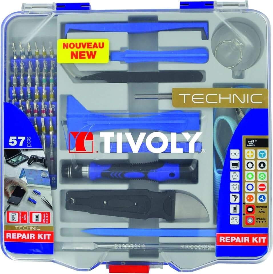 Tivoly 11501570042 Öffnung/Reparatur von Smartphone/Elektrogeräten/Elektronik, Grau, 57-teiliges Set