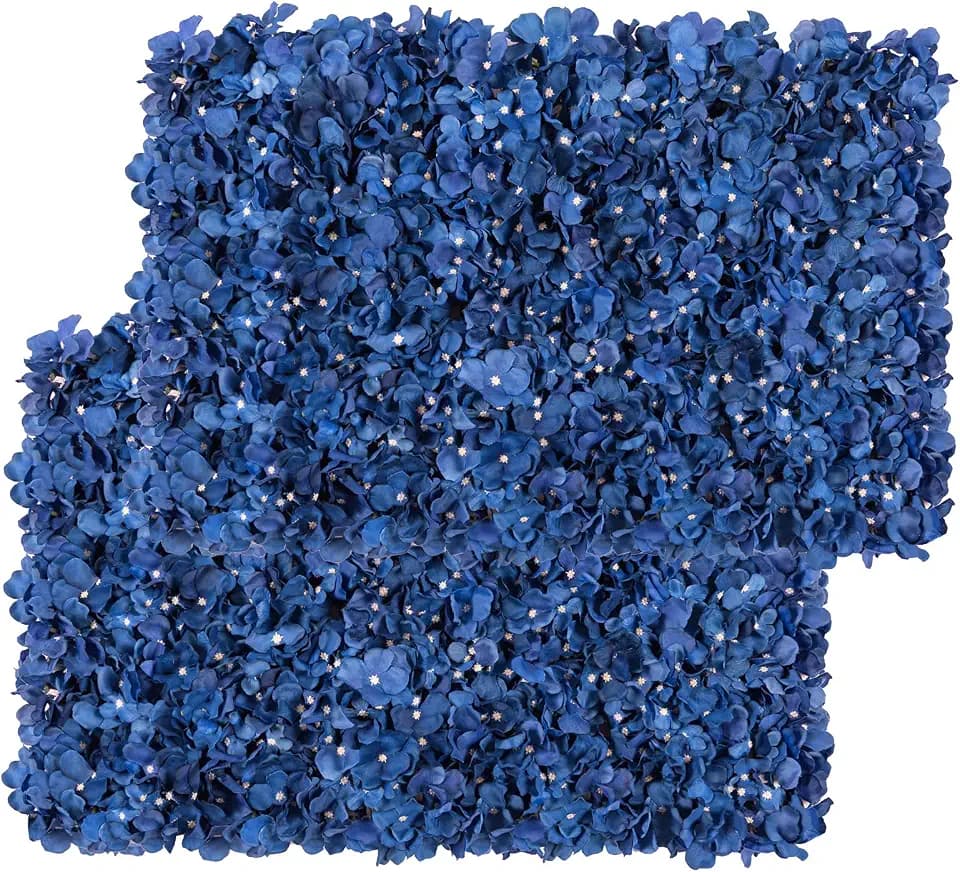 U'Artlines Artificial Flower Wall Panel 4 Pcs Silk Floral Backdrop Blue