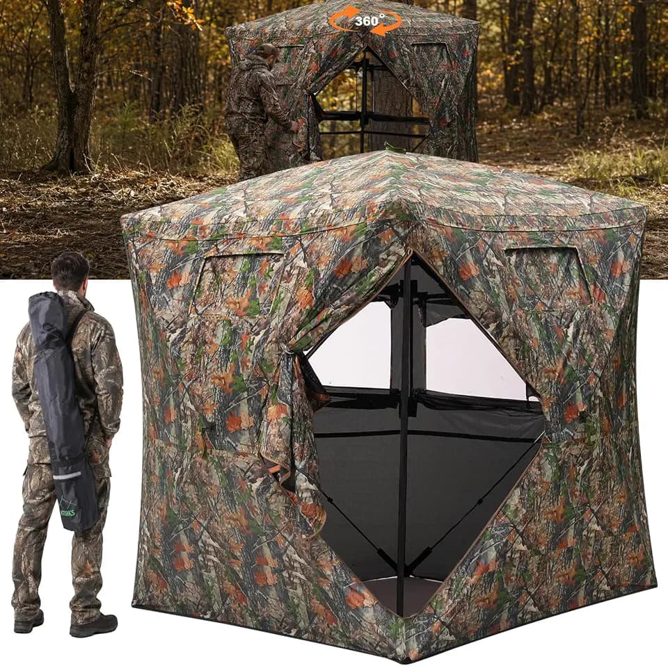 Hunting Blind, 360 Degree See Through Ground Blind for 2/3/4 Person