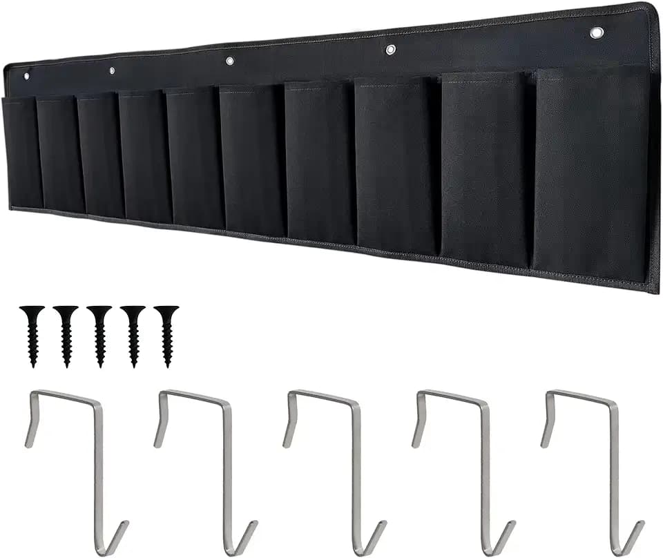 RVZONE 10‑Pocket RV Hanging Shoe Organizer with Hooks for Shoes Toys Tools