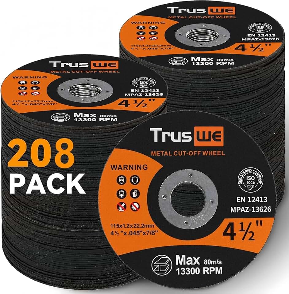 208 Pack 4 1/2 Inch Cut Off Wheels for Metal & Stainless Steel – Ultra Thin Cutting Discs for Angle Grinder