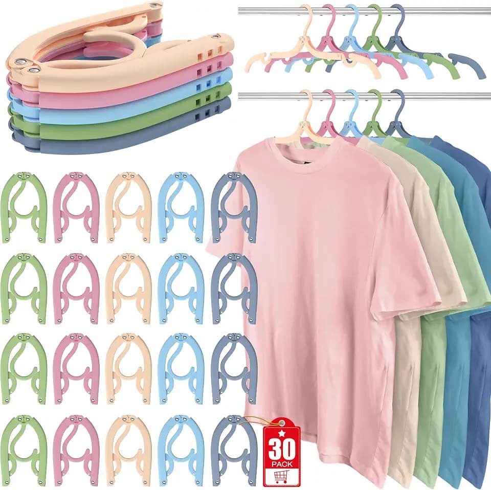 30Pcs Foldable Travel Hangers Cruise Essentials Travel Essential Phone Size