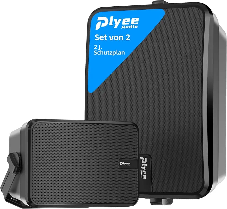 Outdoor Bluetooth-Lautsprecher, Aktiv + Passiv Wandmontage-System, Integrierter Verstärker, AUX-Eingang für Terrasse, Veranda, Pool, Garage, 2er-Pack (MZ-660)