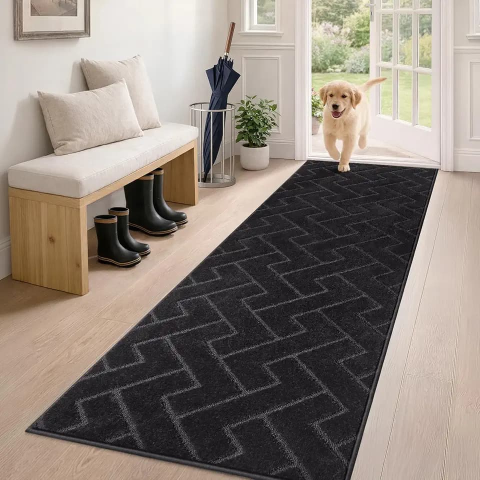PURRUGS Hallway Runner Rug, 24" x 59", Black