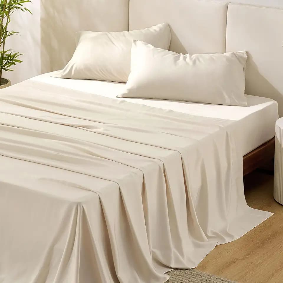 Bedsure PureWoven 100% Rayon Derived from Bamboo, Queen Sheets, 4 Pieces