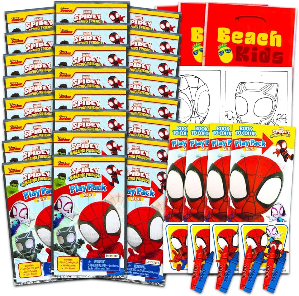 Spidey and Friends Party Favors for Kids Bundle - 24 Mini Activity Packs