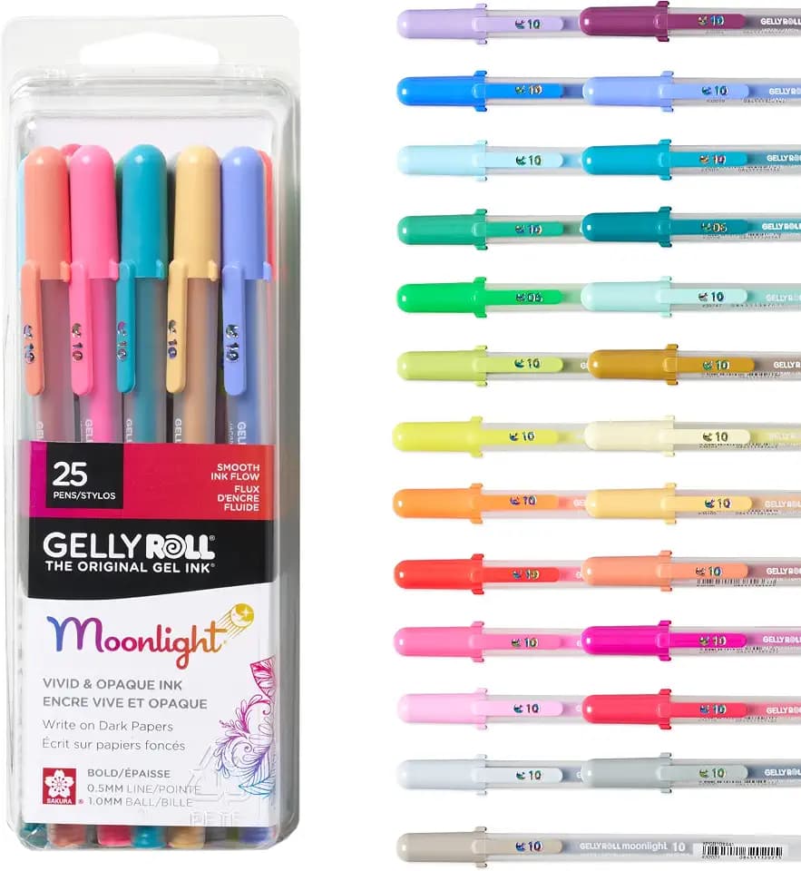 SAKURA Gelly Roll Moonlight Size 10 Gel Pens, Assorted, 25 Pack