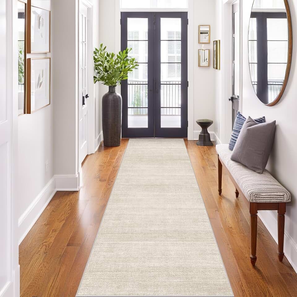 2x8 Runner Rug Non Slip, Washable Rug Runners for Hallways,Beige