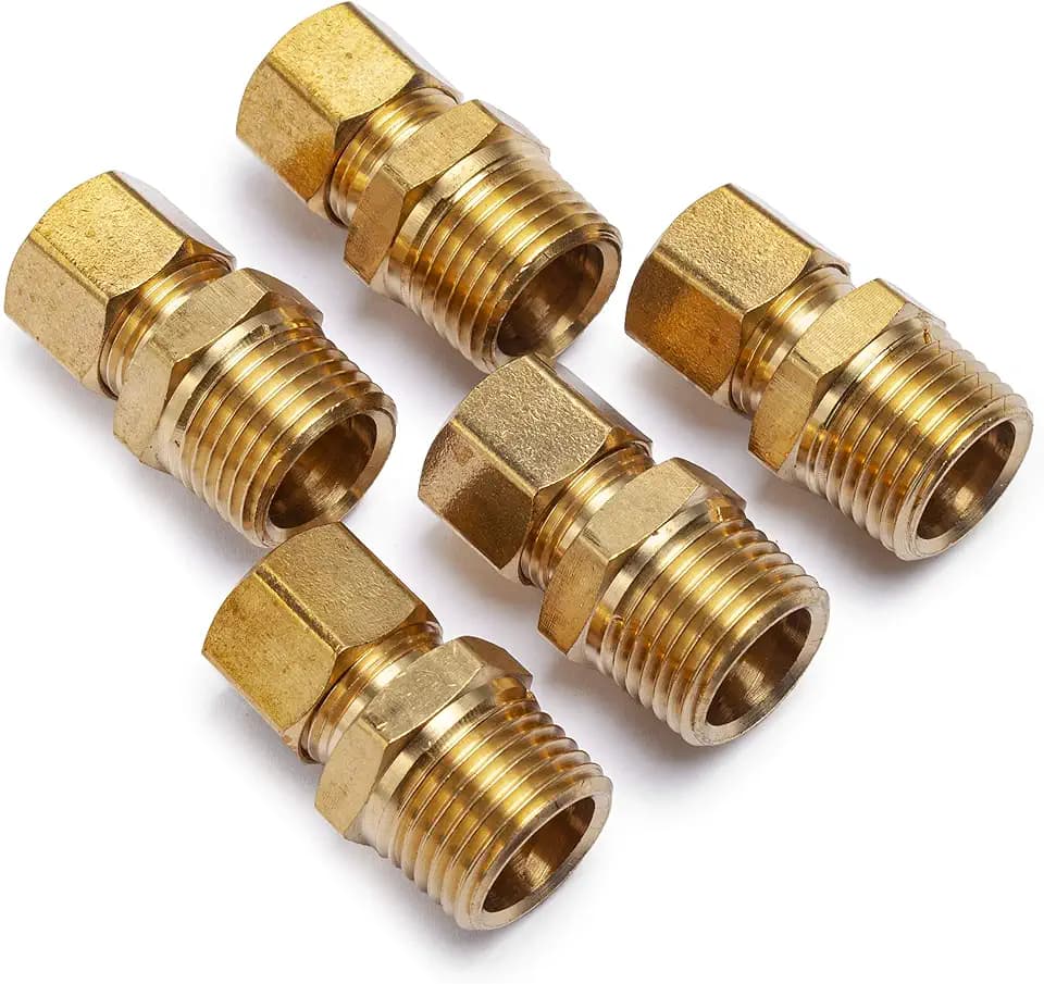 LTWFITTING Brass 1/2-Inch OD x 1/2-Inch Male NPT Compression Connector Fitting(Pack of 5)