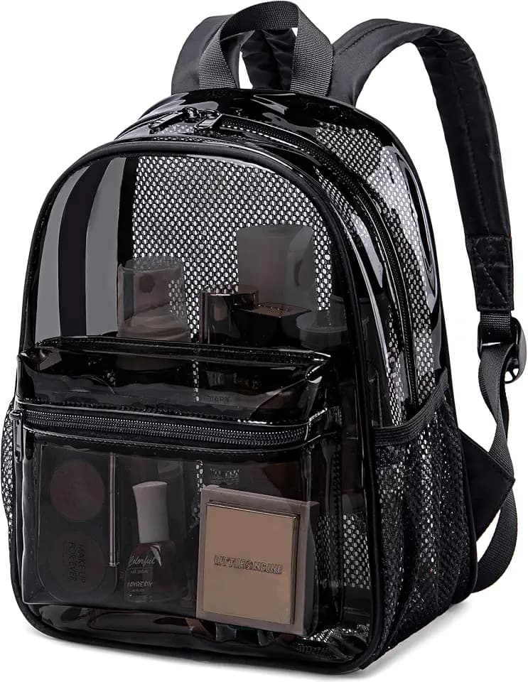Clear Mini Backpack Stadium Events 12x12x6 Small Transparent Backpacks Plastic See Through Bag for Work Festival Security Travel