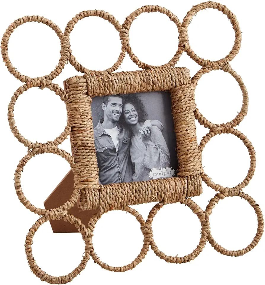 Mud Pie Small Seagrass Link Photo Frame; 8 1/4" X 8 1/4"