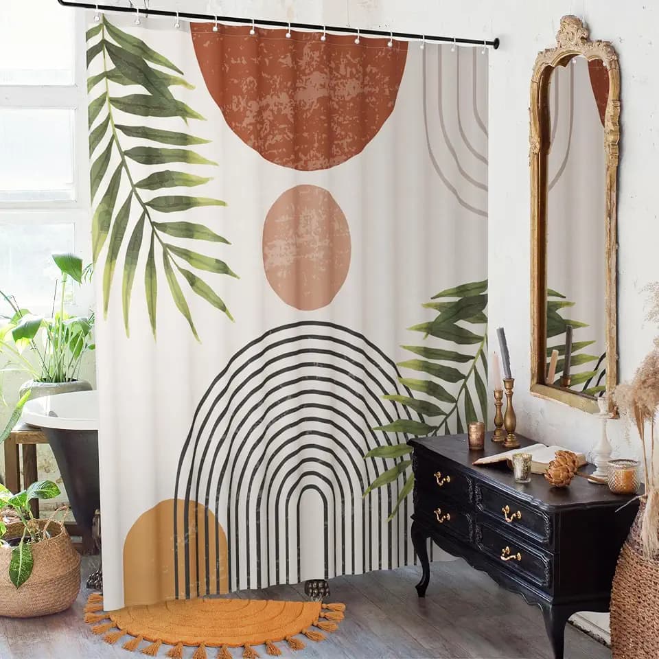 KIBAGA Beautiful Boho Shower Curtain for Your Bathroom - A Stylish 72" x 84" Modern Mid Century Curtain that Fits Perfect to Every Bath Decor - Ideal to Brighten Up Your Bohemian Bathroom at Home