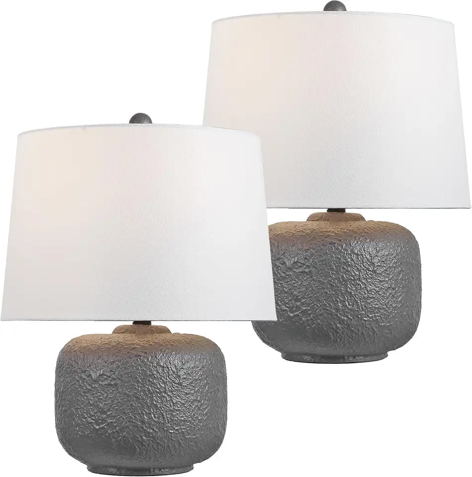 JONATHAN Y Qualm 20" Coastal Resin Table Lamp, Gray, Set of 2