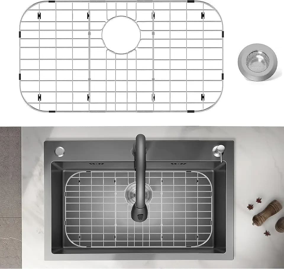 Stainless Steel Sink Protector 26"x14" with Rear Drain