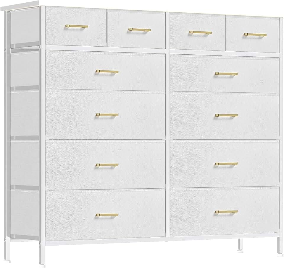 VASICAR Chest of Drawers for Bedroom 12 Deep Drawers Tall Fabric Dresser