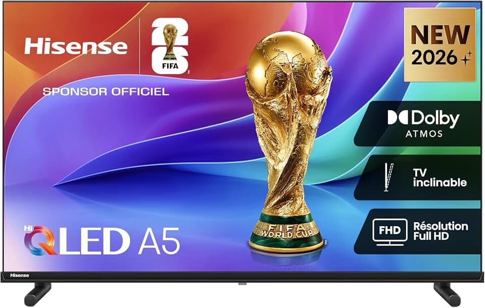 Hisense 32A5S - Hi-QLED FHD Smart TV 32 Pulgadas, Hi-QLED Color, Dolby Atmos, Posición de Monitor, Resolución FHD, Reducción de Ruido, Airplay, Smart Home Ready