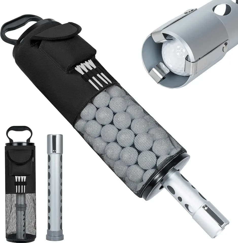 AKOZLIN Golf Ball Shag Bag with Detachable Aluminum Alloy Tube Golf Ball Retriever Large Capacity Shags Bag for Golf Ball Shagger
