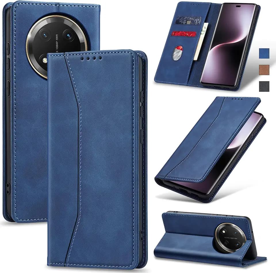 Jasonyu Handyhülle für Honor Magic 7 Lite, PU Leder Klapphülle, Blau