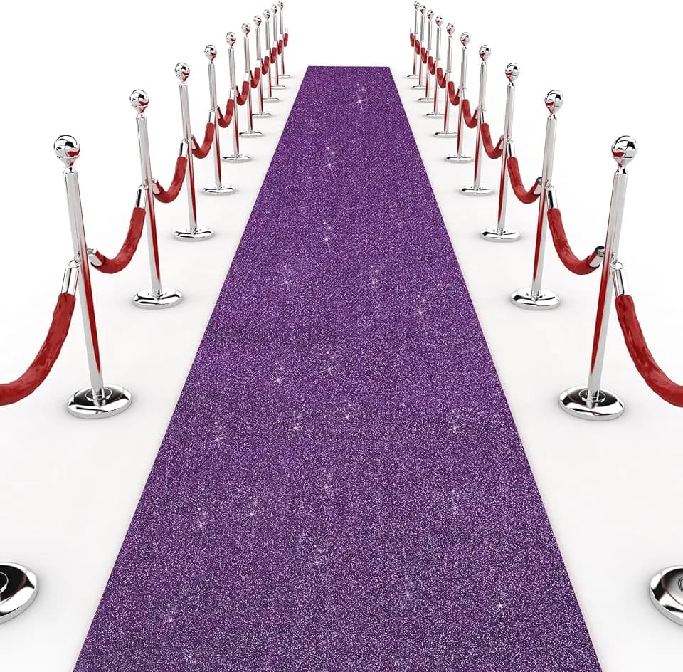 Shihanee Sequin Aisle Runner for Wedding Glitter Rug, 2 x 15 ft, Purple