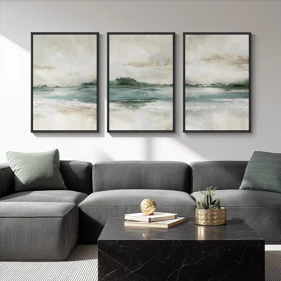 Large Framed Abstract Nature Landscape Wall Art for Living Room, 24x36 In