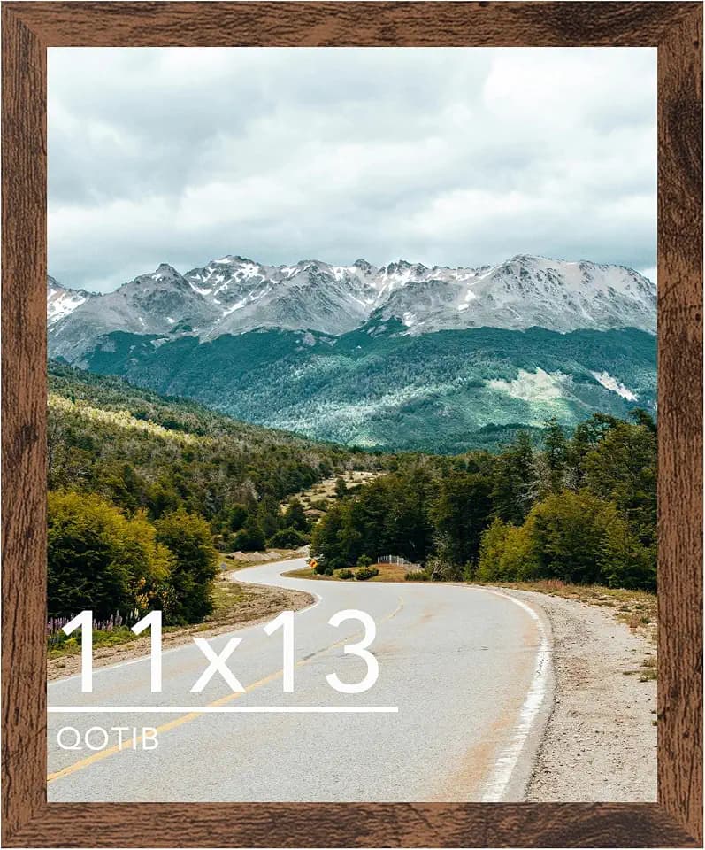 11x13 Picture Frame Deep Brown for Wall Hanging, Wood 11 x 13 Frame Photo Frame for Wall Horizontally or Vertically, Deep Brown, 1 Pack