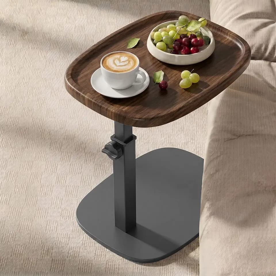 VASAGLE C Side Table Adjustable Height, Couch Sofa End Table, TV Tray