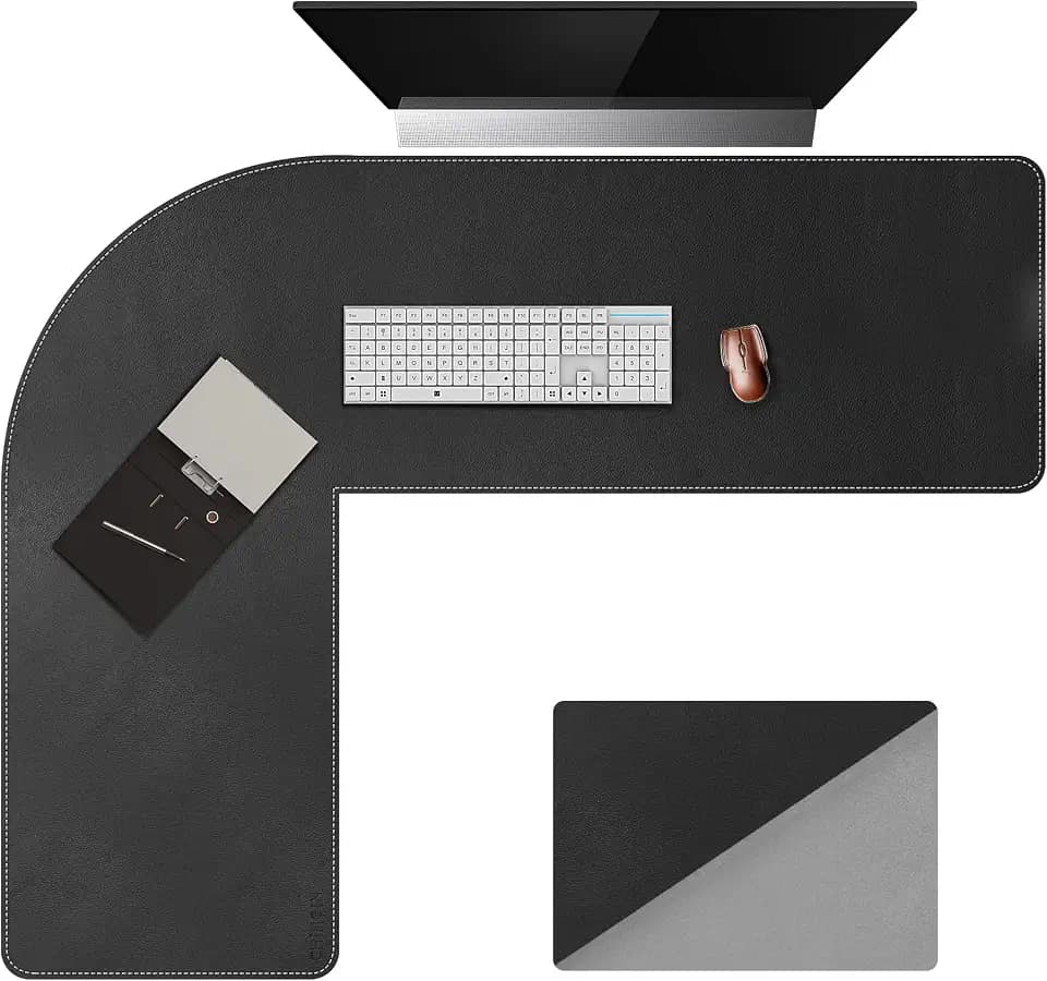 Chihein L-Shaped Desk Pad (45.3”+ 57.1”) x 15.7” Black/Gray
