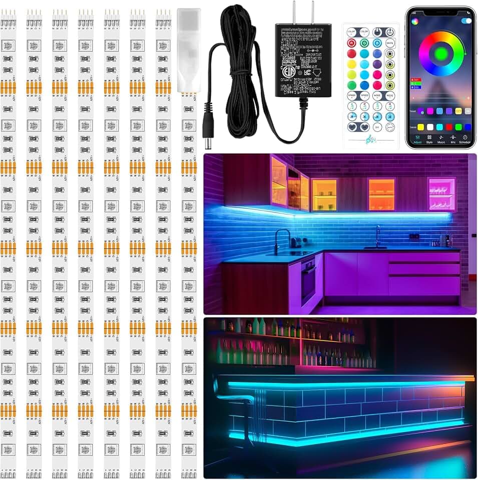 LAFULIT 8 Pack RGB Under Cabinet Lights with App and Remote Control