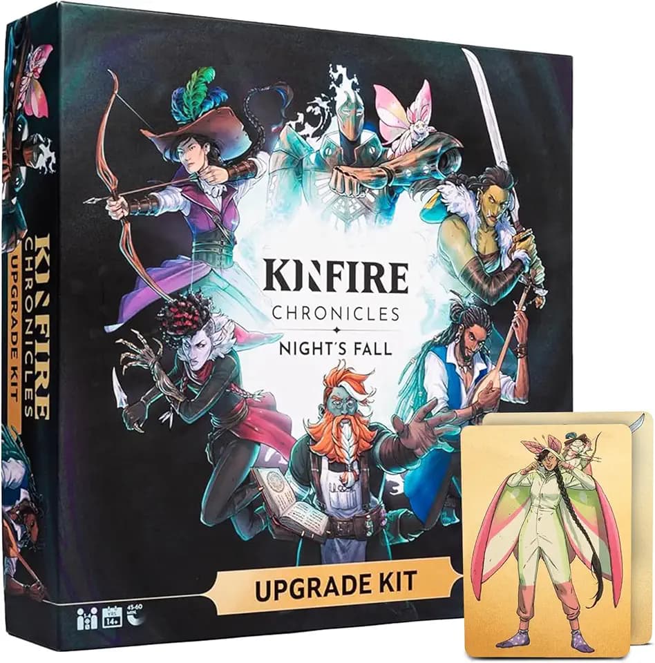 Kinfire Chronicles: Upgrade Kit, Deluxe Accessory Pack with Metal Tokens, Acrylic Standees, Neoprene Mats, Custom Sleeves, Alternate Seeker Skins & DIY Quest, Ages 14+(Not Standalone, Needs Base Game)
