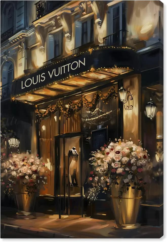 Elegant Night Storefront Canvas Fashion and Glam by Art Remedy, Gallery Wrapped, 16" x 24"