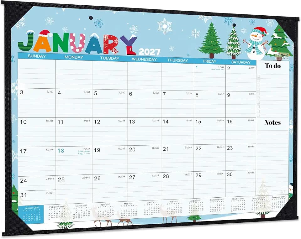2027 Calendar - 2027 Desk Calendar, Jan.2027 - Dec.2027, 22" x 17"