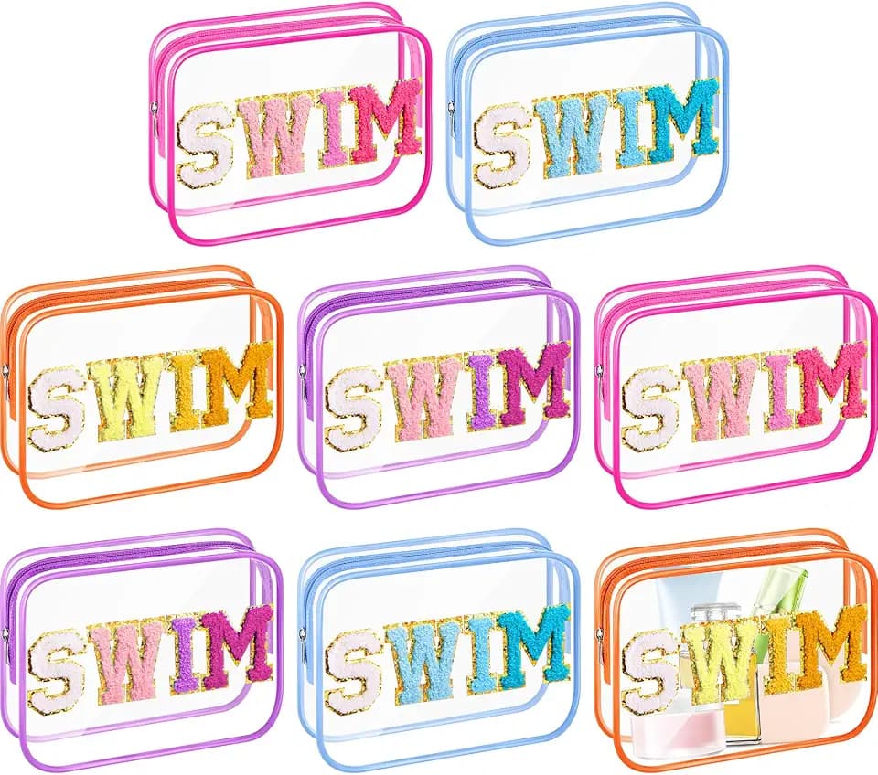 Kacctyen 8 Pcs Clear Swim Makeup Bag Bulk, Sunscreen Pouch, Multicolor