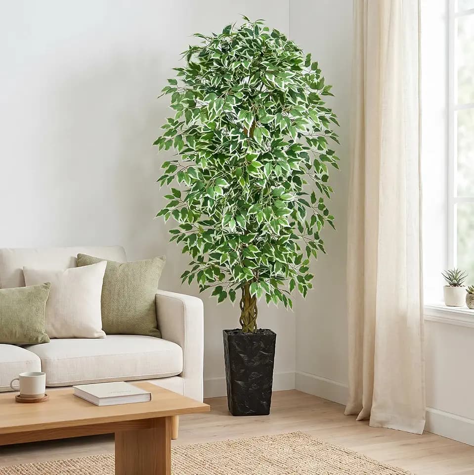 6FT Artificial Ficus Tree, Tall Fake Ficus Tree