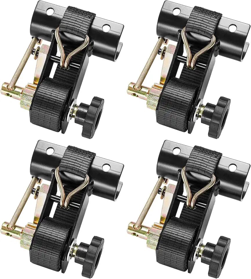 VEVOR Ladder Rack Ratchet Straps, 2'' Black Round Tube Mount, 1.5'' Wide x 7.5' Long Black Ladder Rack Straps with Double J-Hooks, 500 lbs Load Heavy Duty, Cargo Buckle Lock Strap (4 Pack)