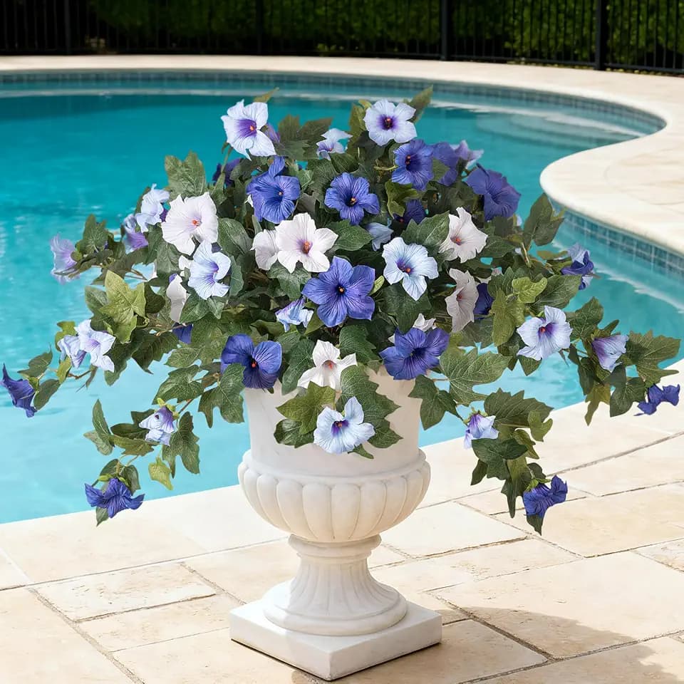 Ammyoo Artificial Fake Petunia Flowers for Outdoor Decoration