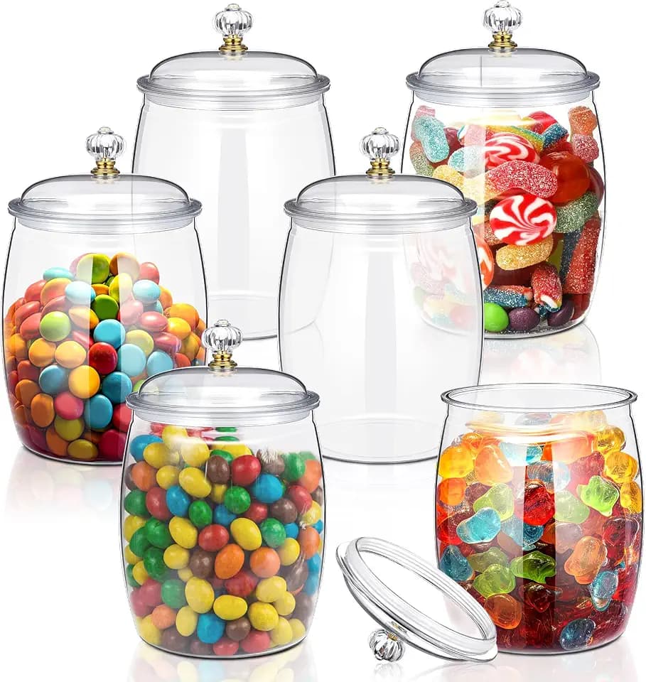 Nuogo 64 oz Plastic Candy Jar with Lid, Classic, Candy Buffet