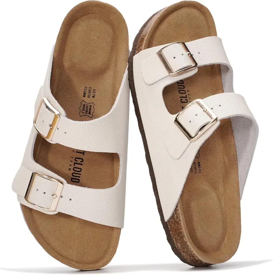 Project Cloud 100% Genuine Leather Womens Sandals Slides for Women Flats