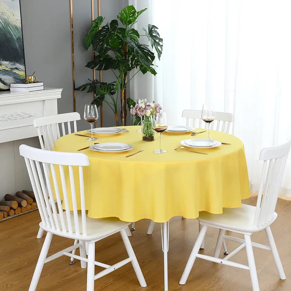 FOLINS&HOME Yellow 60 Inch Round Tablecloth, Waterproof Table Cloth