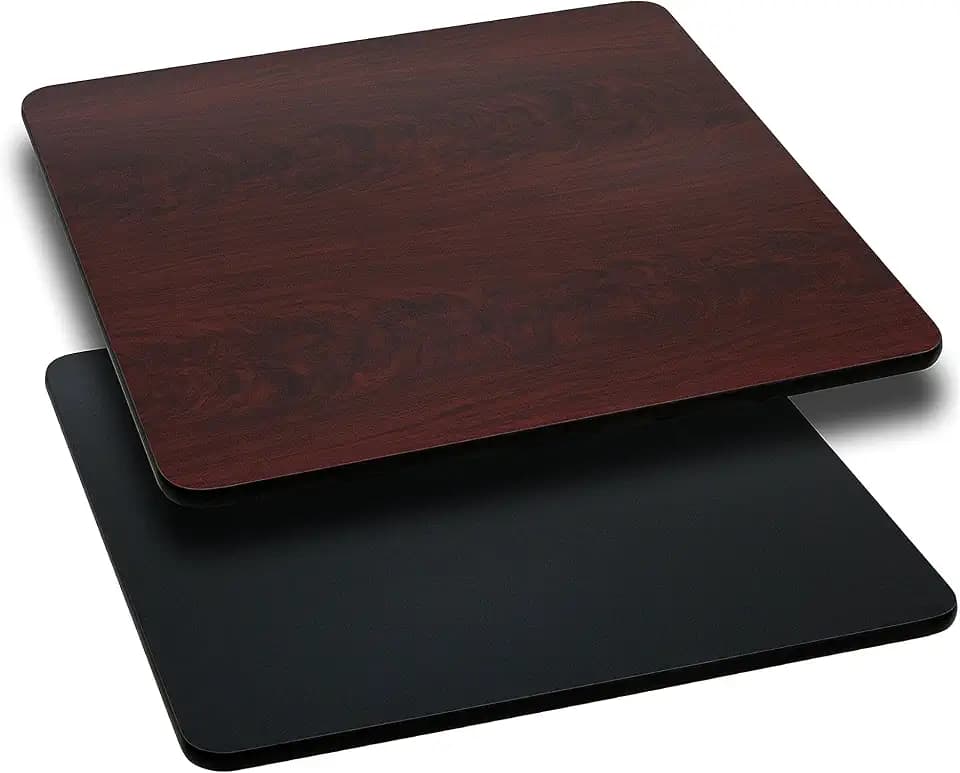 Flash Furniture 24" Square Reversible Table Top, Black/Mahogany