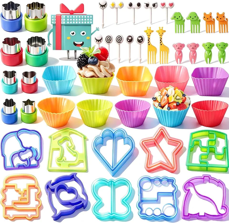 Sandwich Cutters for Kids Bread Vegetable Fruit Cookie Cutter Bento Box Complete Supplies and Accessories and Uncrustable Sealer for Boys and Girls Kids Lunch