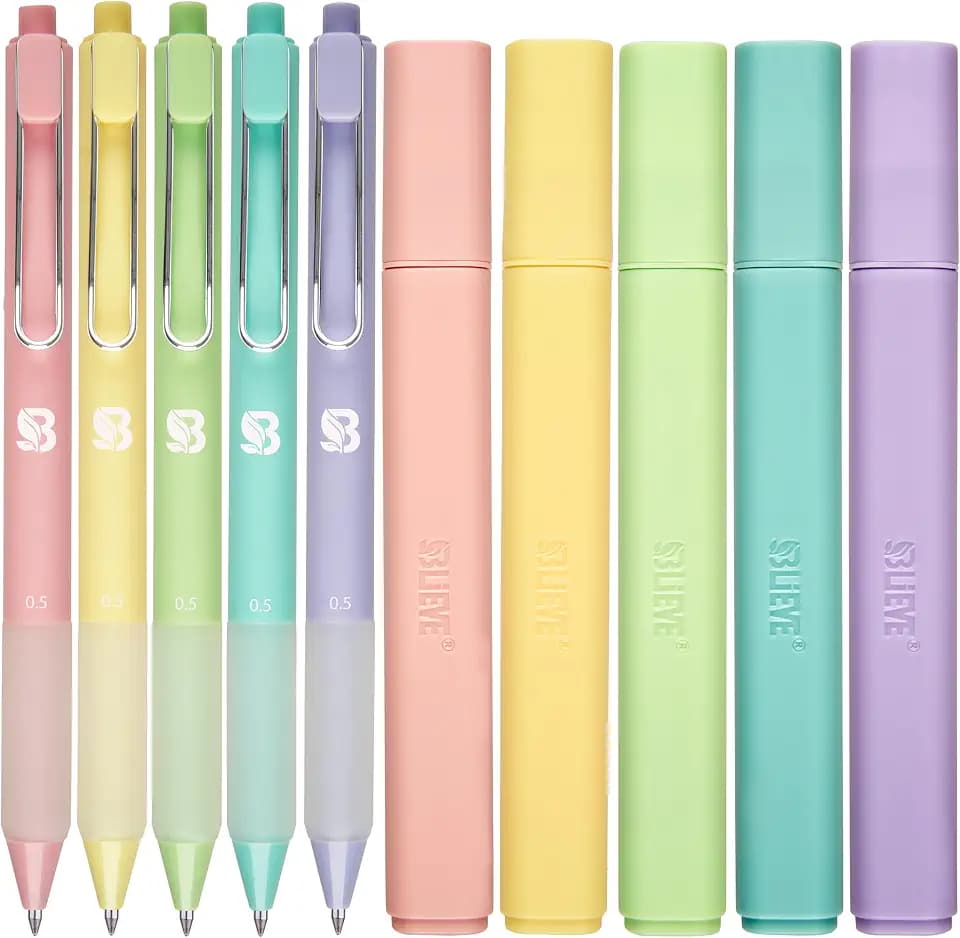 BLIEVE - Aesthetic Highlighters and Gel Pens With Soft Ink and Chisel Tip, Bible Highlighters and Pens No Bleed, Dry Fast Easy to Hold, for Bible Journaling Planner School Supplies (CANDY)