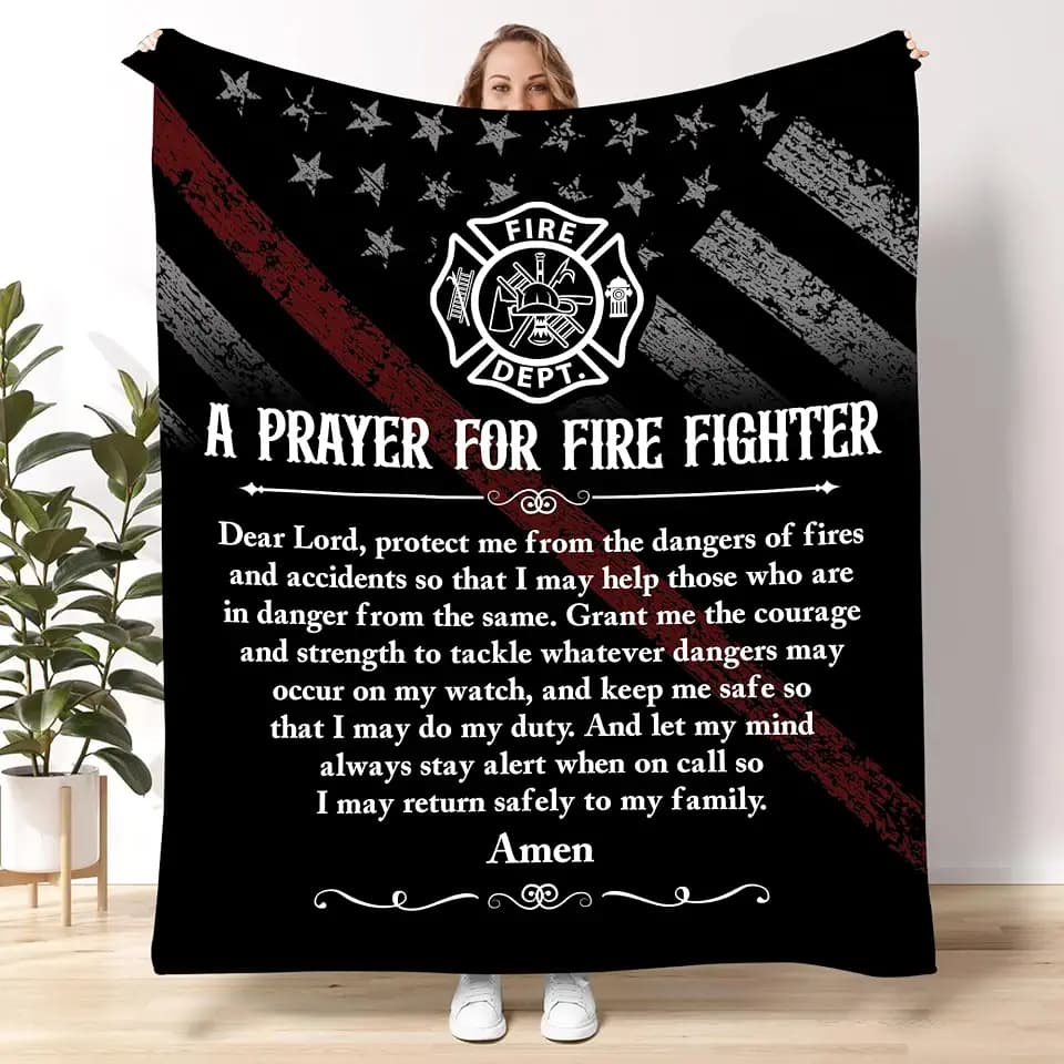 Firefighter Gift Blanket 50"x60" – Fire Academy Graduation Gift, Retirement Present, Fire Department Decor Throw, for Firemen and Women