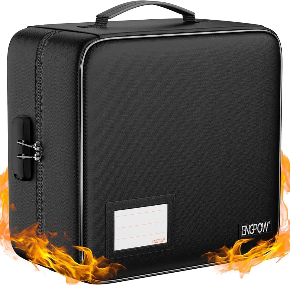 ENGPOW CD/DVD Storage Case with Lock,Fireproof CD/DVD Case Binder,400 Capacity CD Organizer Binder DVD Storage Holder with Zipper&Handle,Portable Storage Binder Safe for Home Office Travel Car,Black