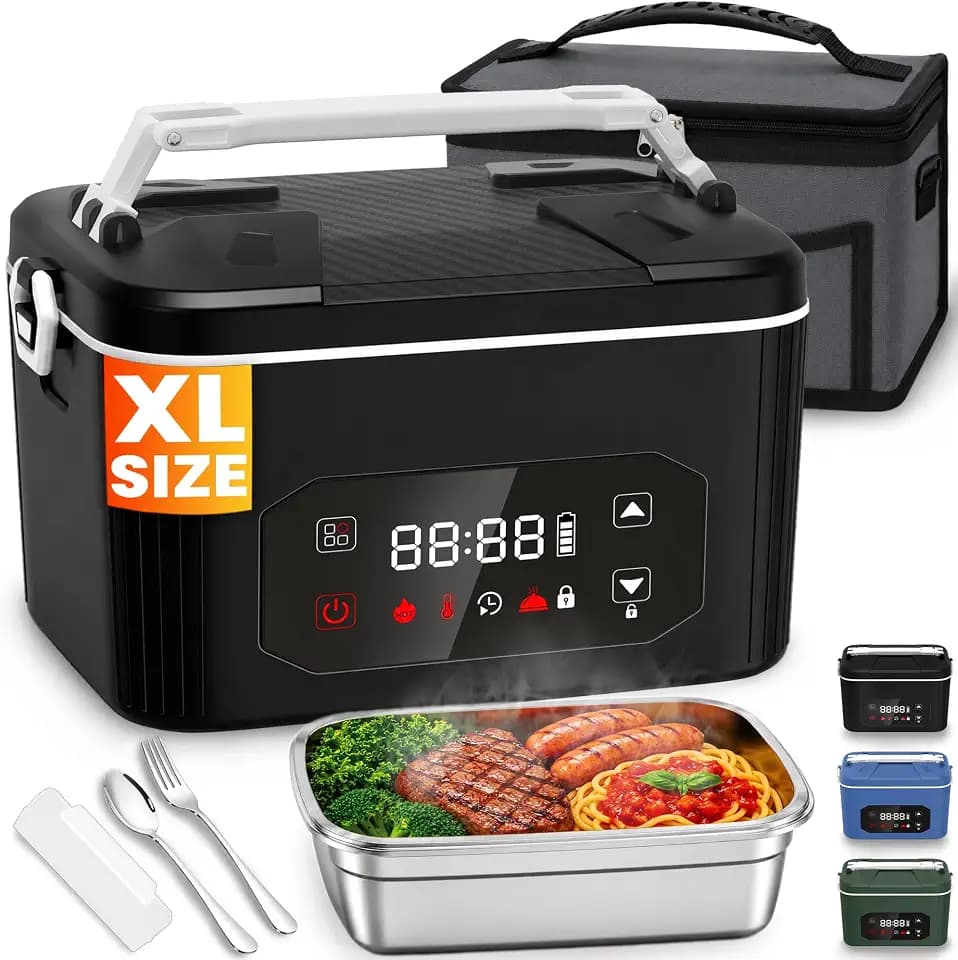 Heated Electric Lunch Box,6.8 Cups Lunch Box for Men Timed Heating.