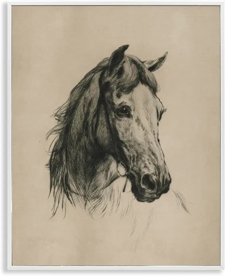 Charcoal Horse Portrait, 24 x 30 Inch Framed Giclée Print