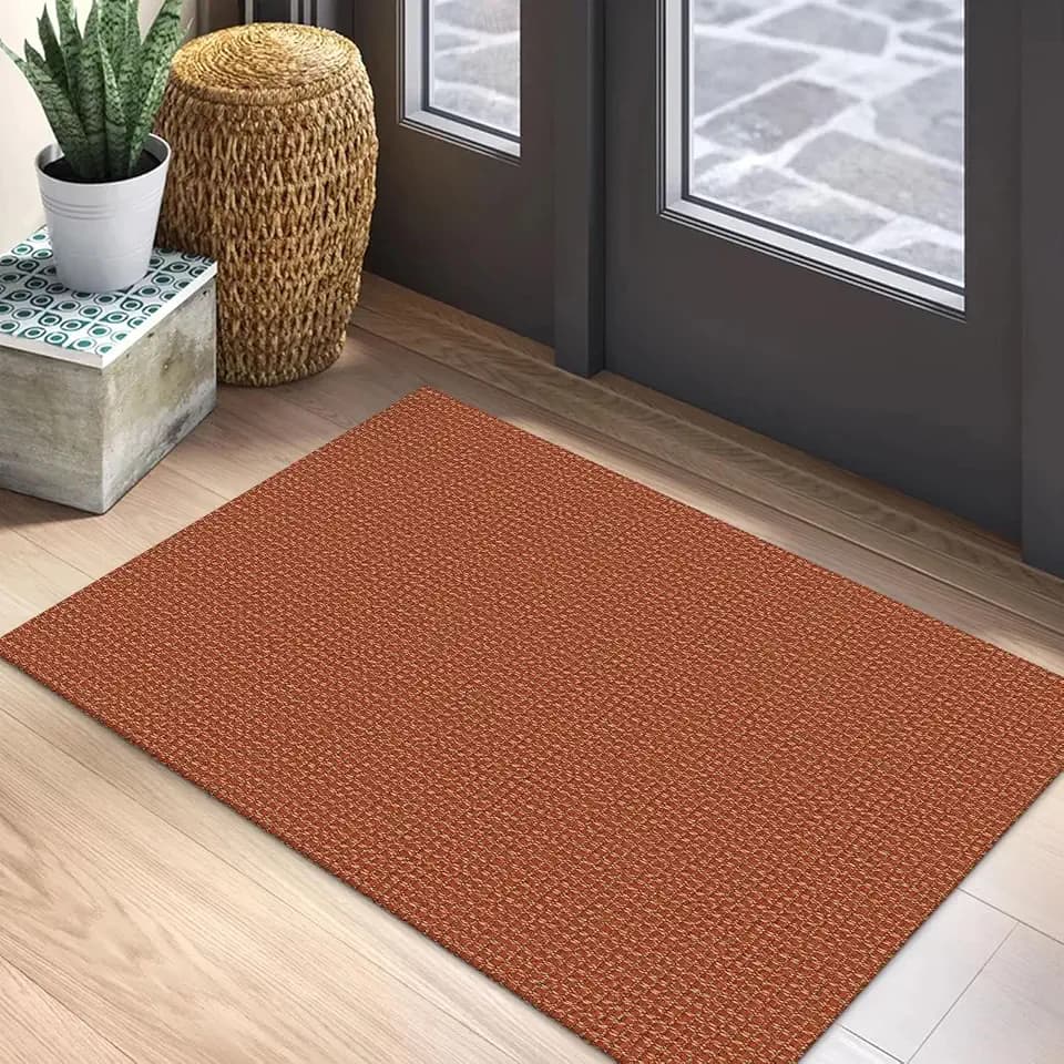 EARTHALL Woven Area Rug 2x3 Ft Washable Rugs for Entryway Braided Non Slip Throw Rugs Door Mat Indoor Outdoor Entrance Small Cotton Woven Carpet for Kitchen Foyer Front Door, Rustic Orange/Tan