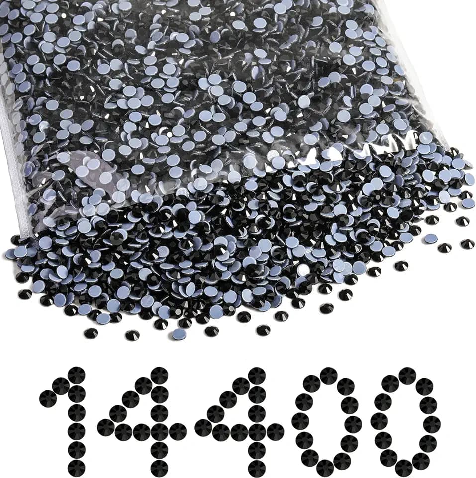 Beadsland Hotfix Rhinestones Bulk, Jet Black, SS10, 14400pcs