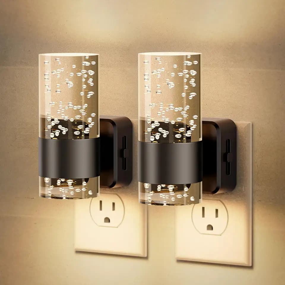 JandCase Night Light, Arcylic Bubble Plug in Nightlight,3000K Warm,Dimmable