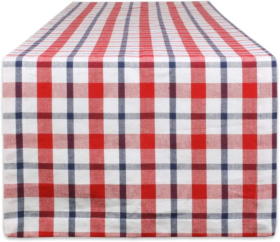 DII American Plaid Table Top Collection for Everyday Use, Summer Cook-Outs, Barbeques, Picnics, Indoor/Outdoor Entertaining, 100% Cotton Machine Washable, Table Runner, 14x72